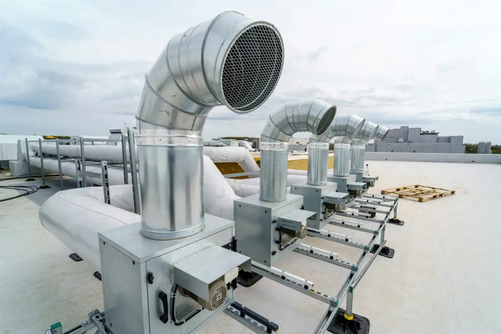 The air conditioning and ventilation system of a large industrial building